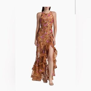 Bronx and Banco Sicilia Sequined Maxi Dress in coral multi, size xs